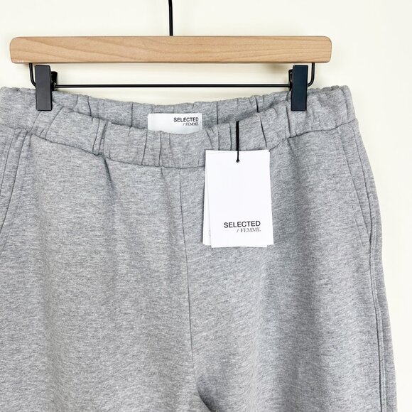 New Selected Femme Wide Leg Sweatpants Fleece Cozy Slouchy Oversized Loose Long - Picture 5 of 14